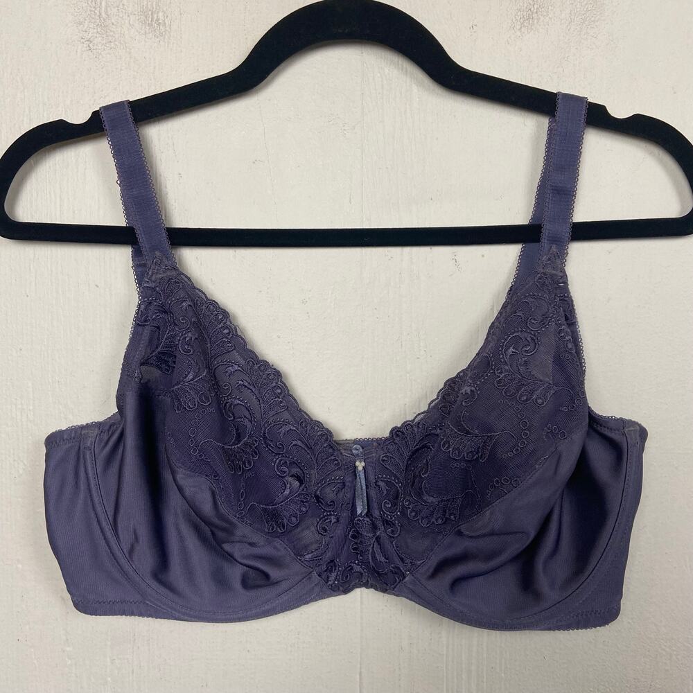 Wacoal Blue Satin Lace Unlined Underwire Bra 85128 36DD